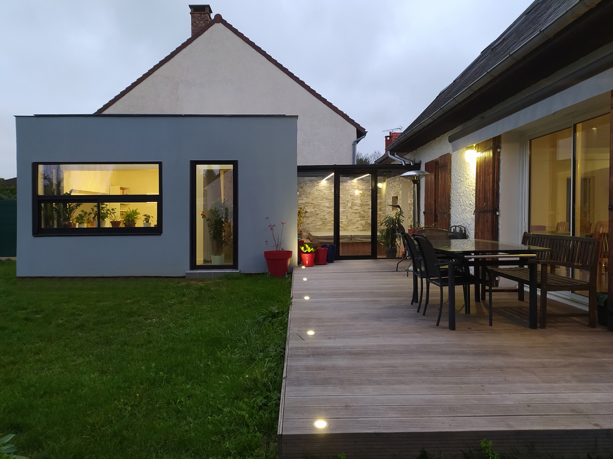 Rnovation et extension de maison individuelle - Sainte Genevive des Bois : A26-Ste Genevieve-Extension maison-Terrasse bois