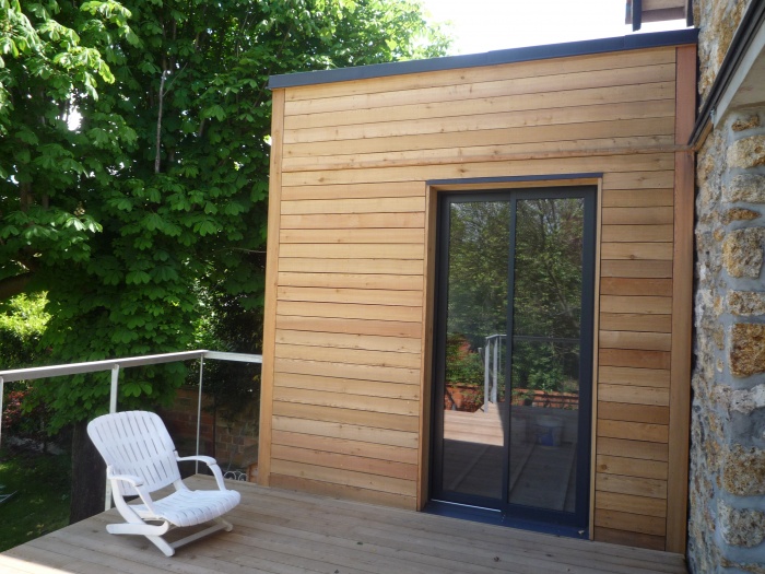 Extension en bois d'une meulire et terrasse : terrasse2