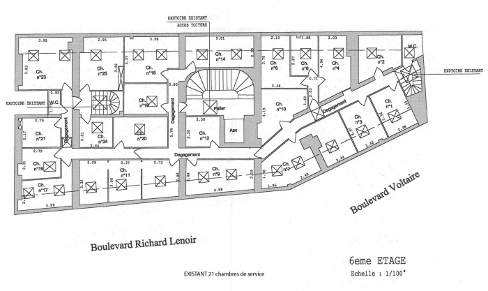 Loft bd Voltaire 75011 : plan existant