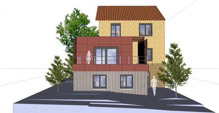 Extension et rhabilitation d'une maison individuelle : Faade arrire-Sud Ouest projet-ind 02 C