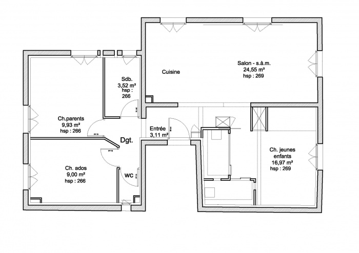 Rnovation d'un appartement avec construction de meubles : plan PRO