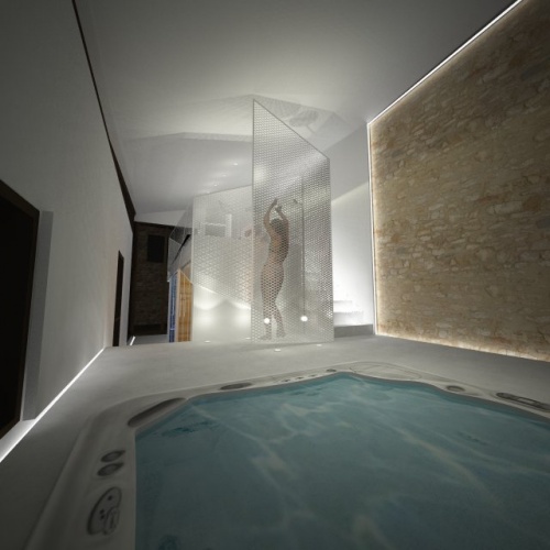 EXTENSION D'UNE GRANGE pour cration d'espace bien tre : SPA JACUZZI