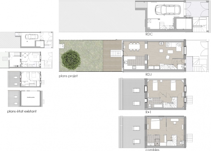 SURELEVATION + RENOVATION MAISON MEULIERE PUTEAUX : WEB_Gambetta_150dpi_plans avant apres