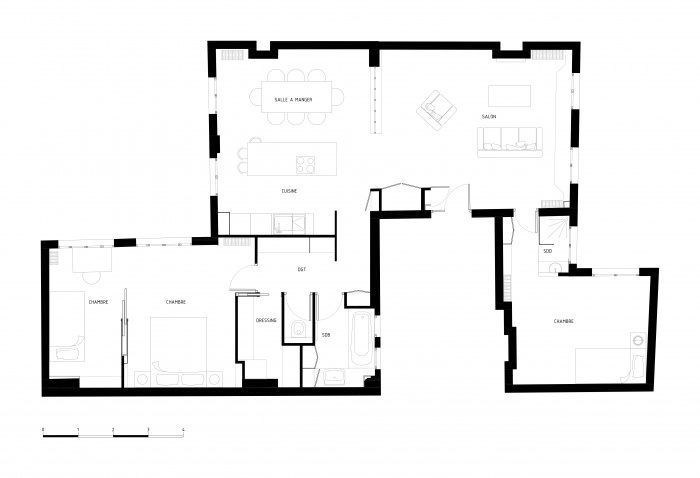 Restructuration complte d'un appartement dans un esprit loft : PLAN-BOOK-COTTIN-ECHELLE-LIGHT